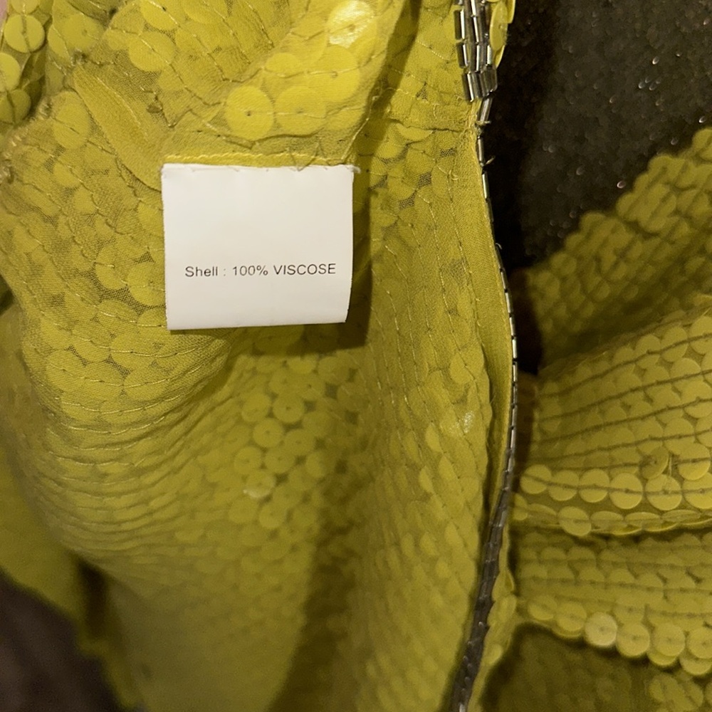 CAMILLA yellow sequin beaded short kimono kaftan runway dress OS *READ* - Picture 13 of 13